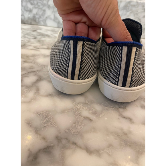 Rothy’s The City Slip On Navy White Knit Sneakers Womens 7 No Insoles - Picture 7 of 8